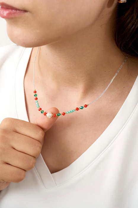 Heliophilia Silver Collar de Metal Multicolor con Diseño de Cuentas Heliophilia Silver Collar de Metal Multicolor con Diseño de Cuentas